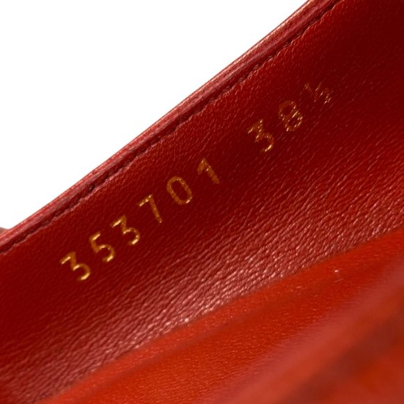 GUCCI Orange Red Oxidation Leather Gloria Kitten Heel Pumps Size 38.5 US 8.5 - Picture 14 of 15